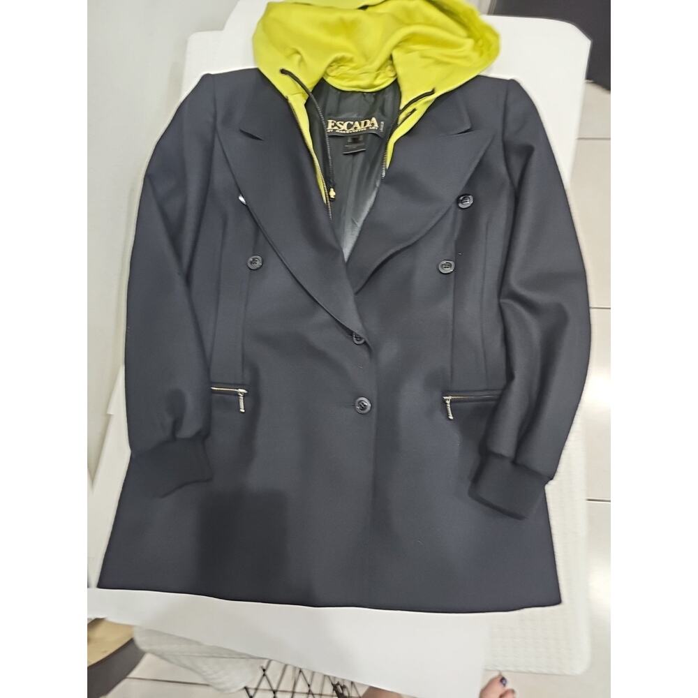 Escada Margaretha Ley Wool Black Jacket Blazer Removable Hoodie S - Picture 14 of 14